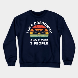 I Like Dragonfly and Maybe 3 People, Retro Vintage Sunset with Style Old Grainy Grunge Texture Crewneck Sweatshirt